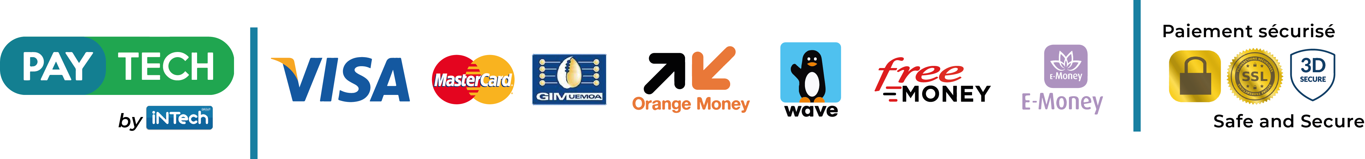 Payez Par Visa,MasterCard, Orange Money, Free Money…